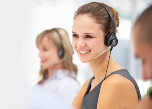 woman with headset on